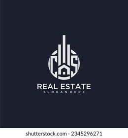 CS initial monogram logo for real estate with creative circle design vector