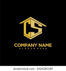 CS initial monogram logo for real estate with creative building style design