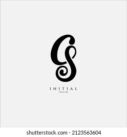 CS initial signature logo. Handwritten monogram vector