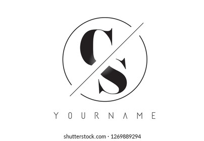CS Letter Logo with Cutted and Intersected Design and Round Frame Vector Illustration