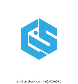 Letra CS con diseño de logotipo de stock de forma de polígono