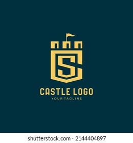 Cartas CS con logotipo de icono de castillo