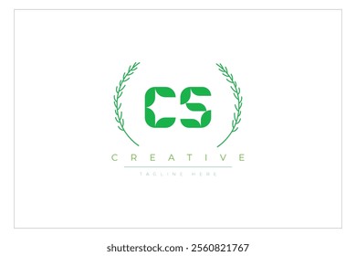 CS letters eco logo with leaf. Fresh nature and healthy leaf logo design.