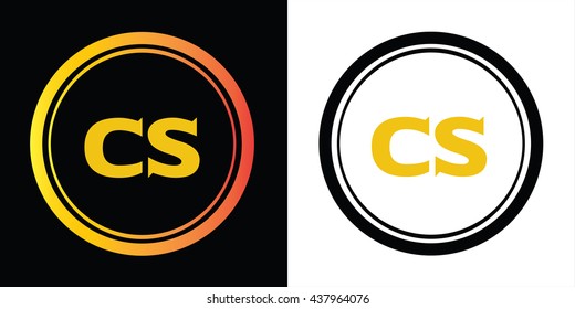 CS letters icon design template elements in abstract background logo, design identity in circle, alphabet letter
