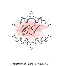 CS letters signature logo, Handwritten logo, CS, CS lettering, Letters CS, C and S logo with flower mandala, Brushstroke, wedding, fashion, floral and botanical