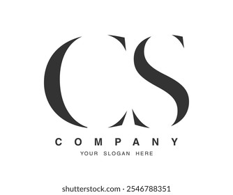 Design do logotipo CS. Estilo de fonte das letras iniciais c e s serif. Tipografia clássica do nome da empresa. Logotipo ou identidade da moda. Ilustração vetorial.