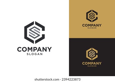CS logo design. Modern hexagonal SC or CS logo. Geometric S monogram