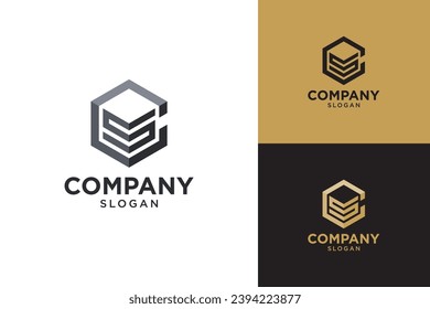 CS logo design. Modern hexagonal SC or CS logo. Geometric S monogram