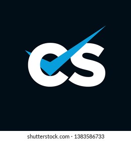 CS Logo Modern of the Letter Tick Blue Initial Capital Designs Template