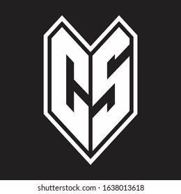 CS Logo monogram with emblem line style isolated on black background