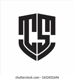 CS Logo monogram with emblem shield shape design isolated on white background