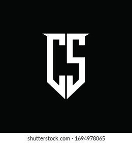 Monograma del logotipo CS con plantilla de diseño de estilo de escudo de emblemas