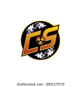 CS Logo Monogram Gaming with Gas Shape designs template vector icon modern