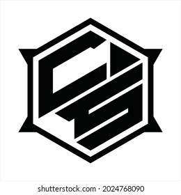 CS Logo monogram with hexagon and sharp shape design template