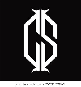 CS Logo monograma de escudo hexágono com modelo de design de forma de chifre