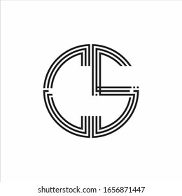 CS Logo monogram triple ribbon style line design template isolated on white background