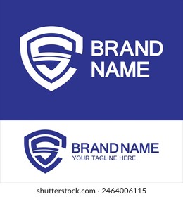 CS Logo or SC Logo. Creative letter CS or SC monogram logo shield  shape.
