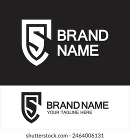 CS Logo or SC Logo. Creative letter CS or SC monogram logo shield  shape.