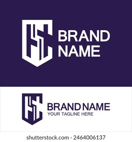 Logotipo de CS o logotipo de SC. Forma de escudo con logotipo de monograma CS o SC de Creative Letter.