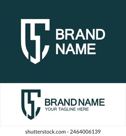 CS Logo or SC Logo. Creative letter CS or SC monogram logo shield  shape.