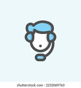  cs man icon, isolated services colored outline icon in light blue background, perfect for website, blog, logo, graphic design, social media, UI, mobile app