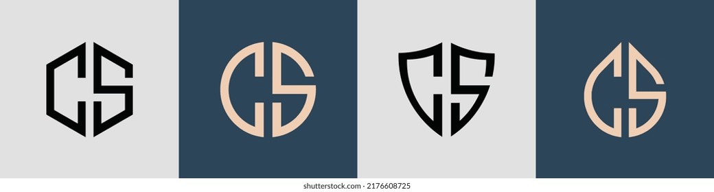 CS modern initial letter logo design vector bundle. It will be suitable for which company or brand name start those initial.