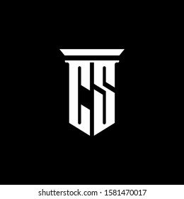 CS monogram logo with emblem style isolated on black background