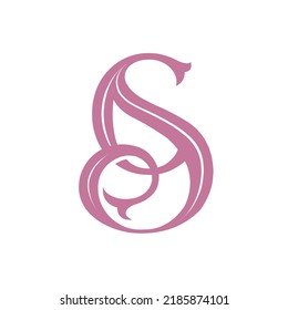 CS monogram logo.Calligraphic signature icon.Uppercase letter c, letter s.Lettering sign isolated on light fund.Wedding, fashion, beauty alphabet initials.Decorative style intertwined characters.