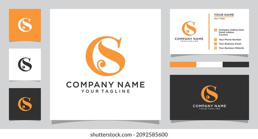 CS or SC initial letter logo design monogram with business card design.
