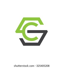 CS SC initial logo, hexagon S shape logo green