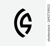 CS SC leaf shape minimal line art modern logo