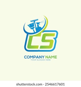 CS or SC Letter Local Cleaning vector logo. Cleaning service logo vector