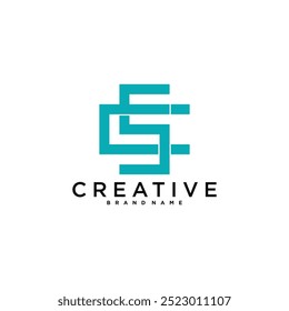 Design do logotipo da letra CS ou SC. Ícone da letra C S criativa. Vetor Premium