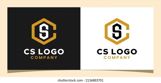 Anfangsbuchstaben des CS- oder SC-Logos, Hexagon-Letter-Logo