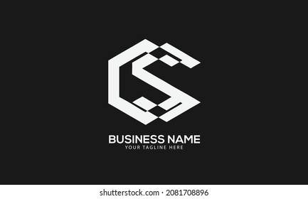 CS or SC polygon Cubics abstract monogram vector logo template