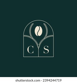 CS Einzigartige und einfache Logo-Design-Kombination aus Buchstaben und Kaffeebohne