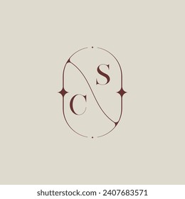 CS wedding classic in elegant monogram with high quality professional design that will print well