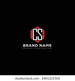 CS White Letter monogram Logo Design with Black Background. C S