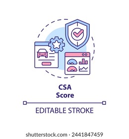 CSA score multi color concept icon. Customer service, satisfaction rating. Safety awareness metrics. Round shape line illustration. Abstract idea. Graphic design. Easy to use in infographic