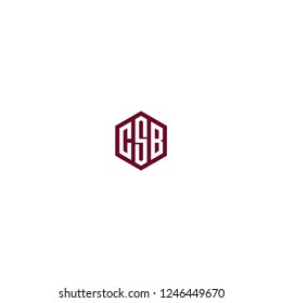 csb initial hexagon logo templet