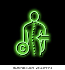 c-shaped scoliosis neon light sign vector. c-shaped scoliosis illustration
