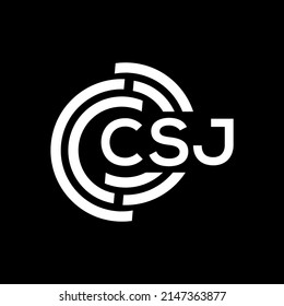 Diseño del logo de la carta CSJ sobre fondo negro. Concepto del logo de la carta con iniciales creativas de CSJ. Diseño de cartas CSJ.
