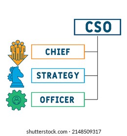 CSO Chief Strategy Officer acronym. business concept background. vector illustration concept with keywords and icons. lettering illustration with icons for web banner, flyer, landing pag