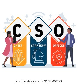 CSO Chief Strategy Officer acronym. business concept background. vector illustration concept with keywords and icons. lettering illustration with icons for web banner, flyer, landing pag