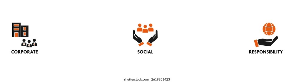 CSR Banner web icon for business and organization, Corporate social responsibility and giving back to the community.
