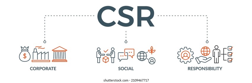 CSR Banner web icon vector illustration for business and organization, Corporate social responsibility and giving back to the community