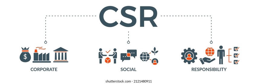 CSR Banner web icon vector illustration for business and organization, Corporate social responsibility and giving back to the community