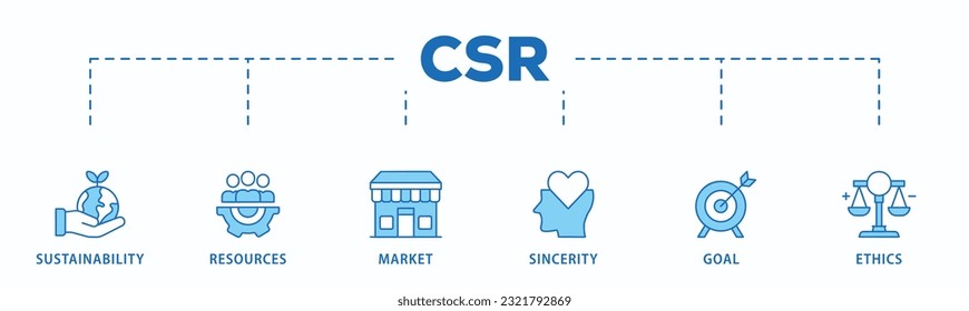 CSR Banner web icon vector illustration for business and organization, Corporate social responsibility and giving back to the community