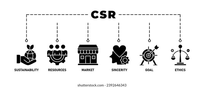 CSR Banner web icon vector illustration for business and organization, Corporate social responsibility and giving back to the community