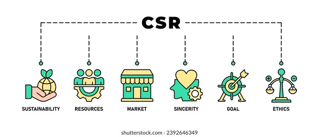 CSR Banner web icon vector illustration for business and organization, Corporate social responsibility and giving back to the community